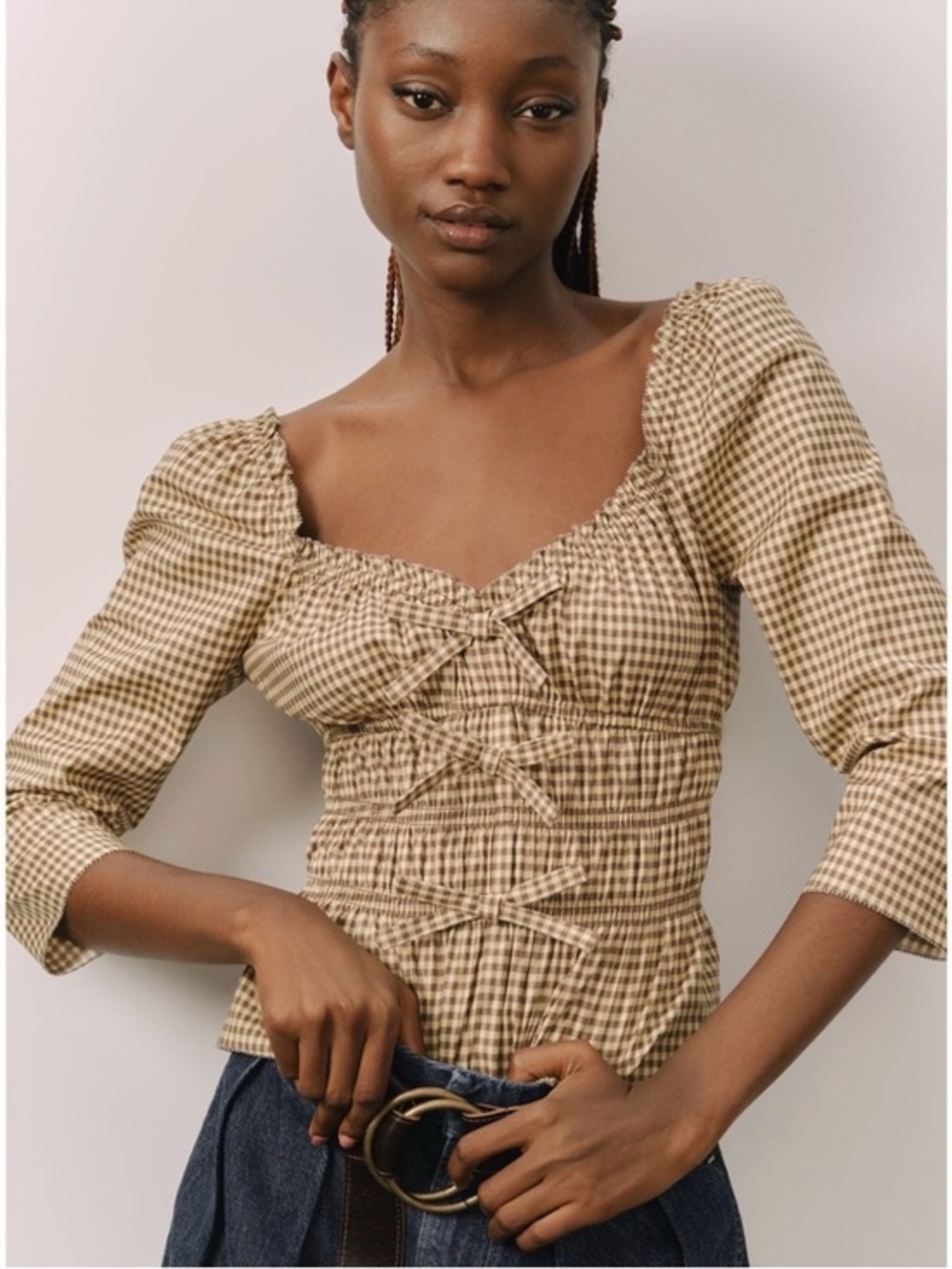 Reformation Lauryn Plaid Check Top